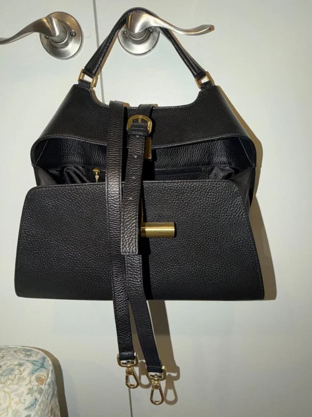 Black Leather Arcadia Italian Handbag